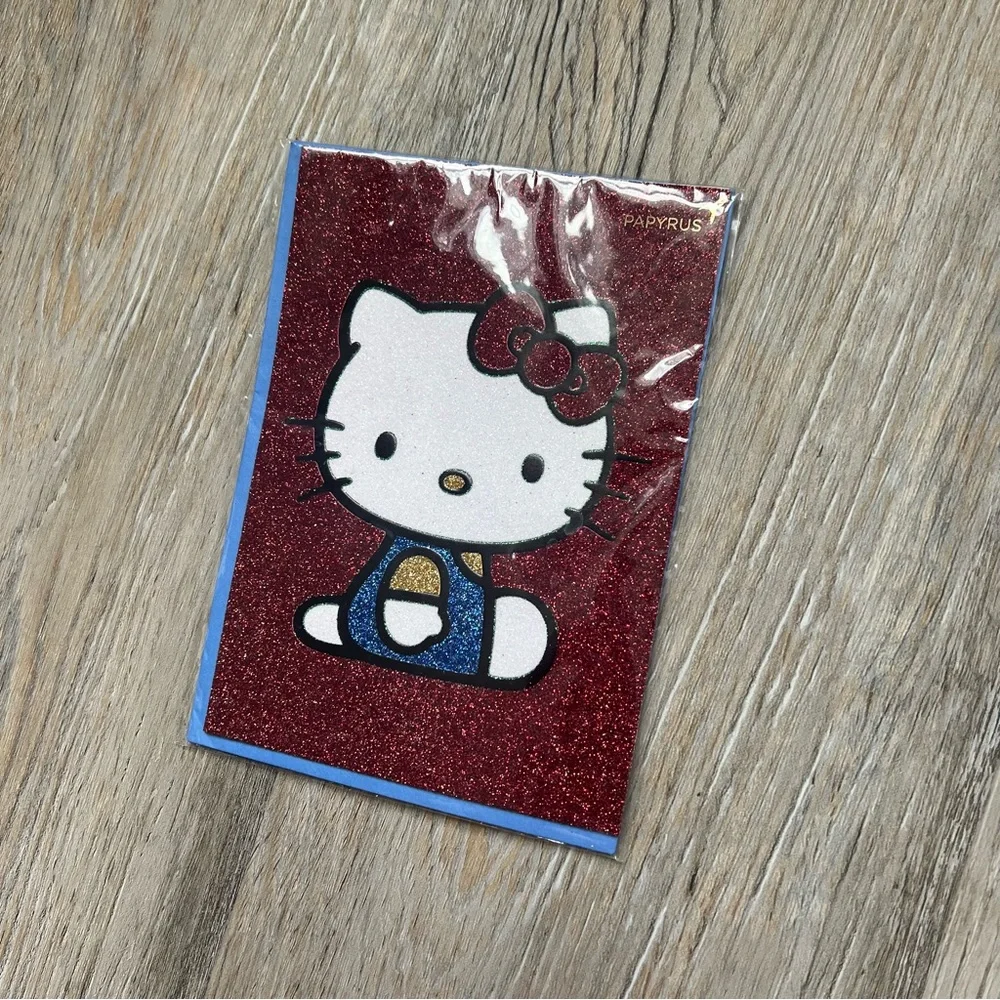 NWT Papryrus Hello Kitty glitter card